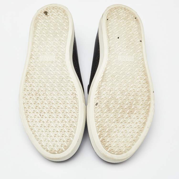 Pre Owned Hermes Black Brogue Leather Tassel Slip On Sneakers Size 38