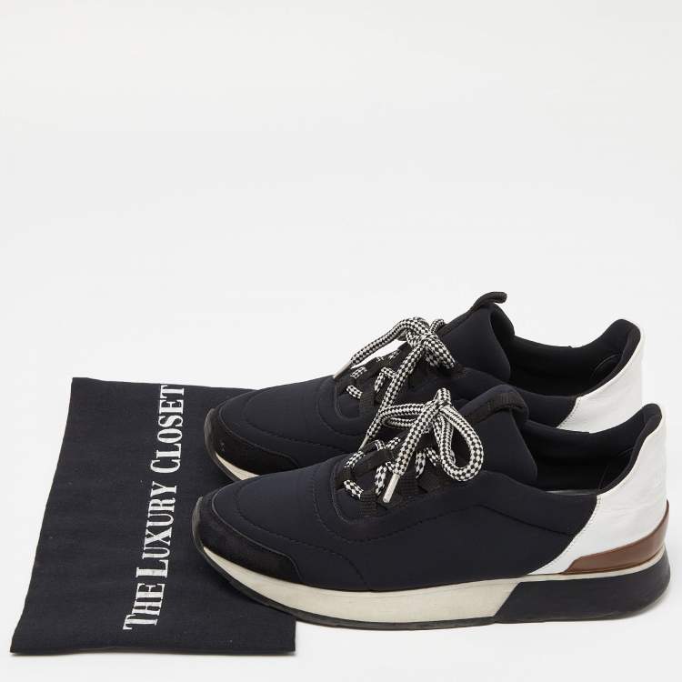 Pre Owned Hermes Black Fabric and Suede Miles Low Top Sneakers Size 39