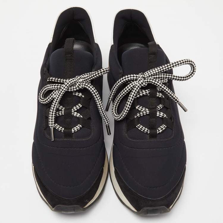 Pre Owned Hermes Black Fabric and Suede Miles Low Top Sneakers Size 39