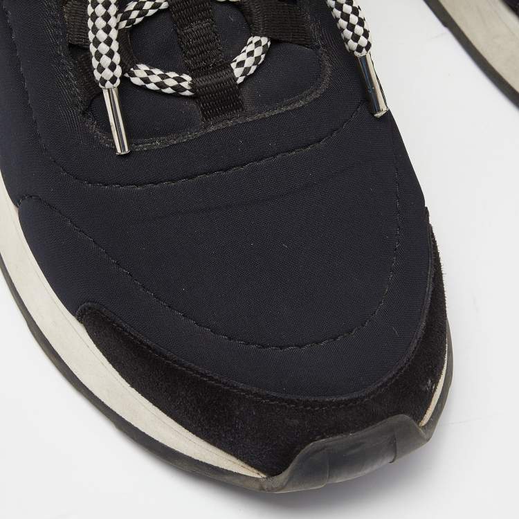 Pre Owned Hermes Black Fabric and Suede Miles Low Top Sneakers Size 39