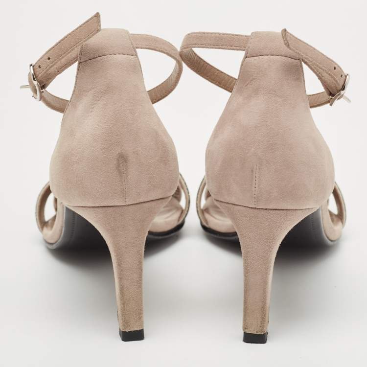 Pre Owned Hermes Two Tone Crystal Powder and Suede Premiere Sandals Size 40
