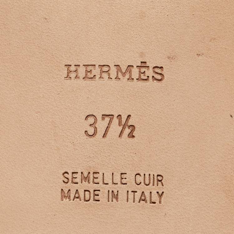 Pre Owned Hermes Two Tone Canvas Oran Flat Slides Size 37.5
