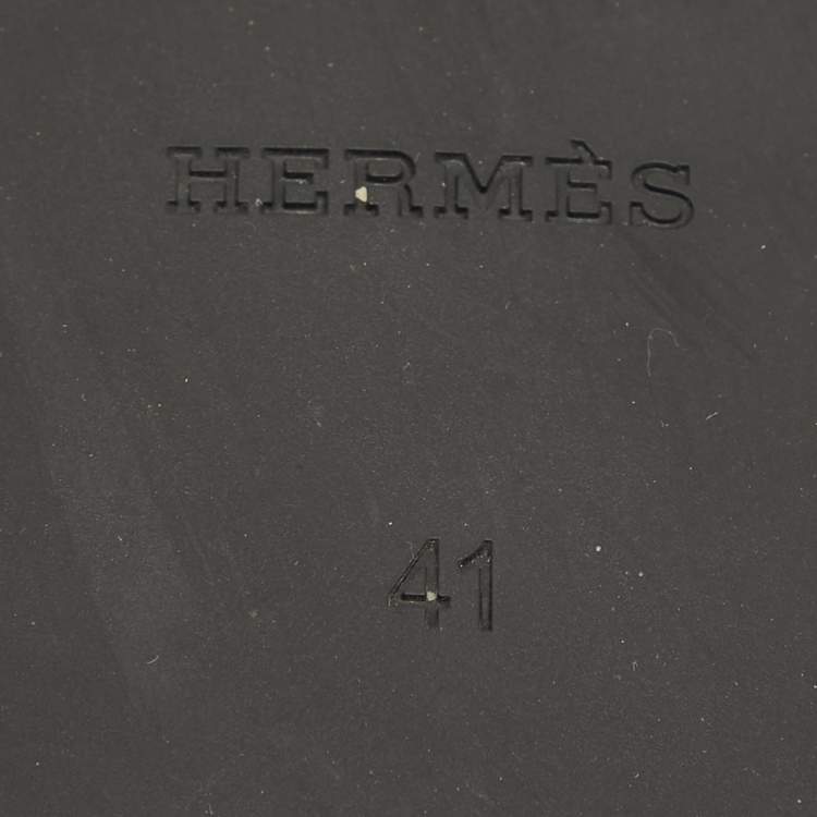 Pre Owned Hermes Orange Rubber Chaine D'ancre Flat Slides Size 41