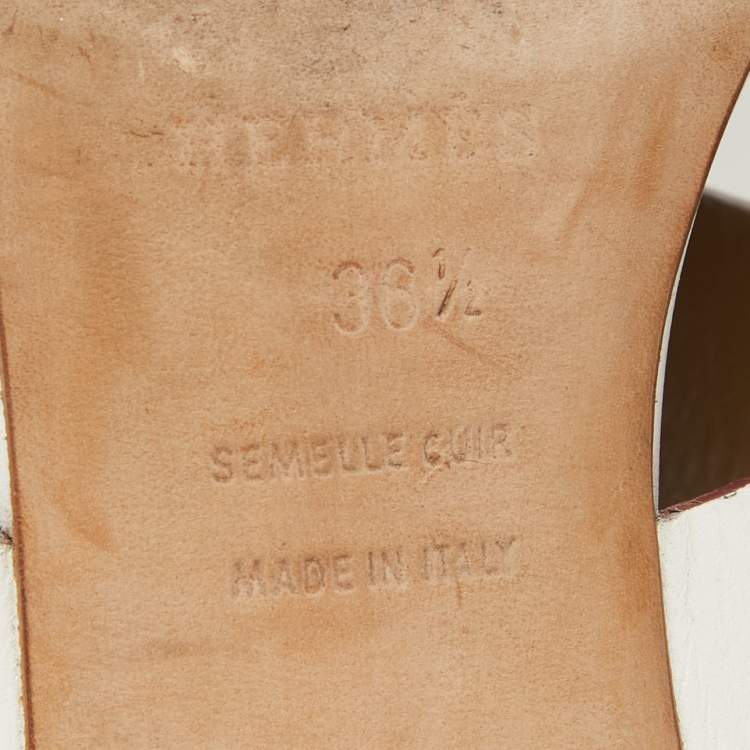 مملوكة مسبقًا Hermes White Leather  Ostia Sandals Size 36.5