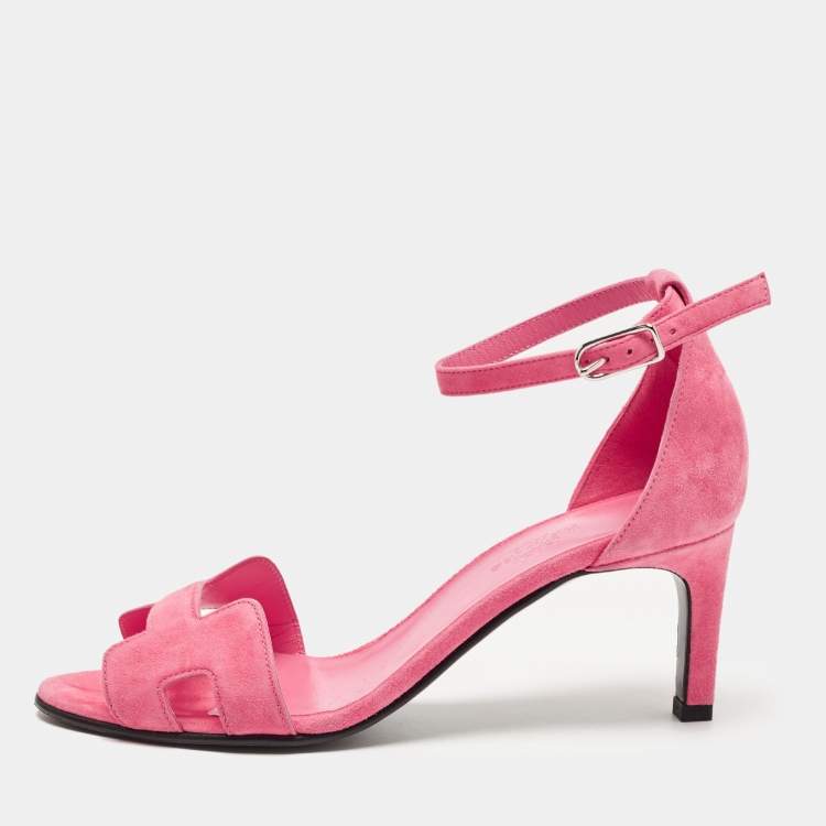 Hermes Pink Suede Premiere Sandals Size 35.5 Hermes | The Luxury Closet