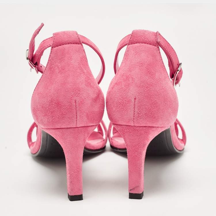 Pre Owned Hermes Pink Suede Premiere Sandals Size 35.5