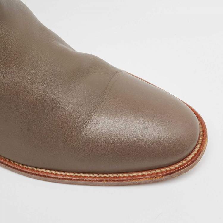 Pre Owned Hermes Grey Leather Jumping Boots Size 39