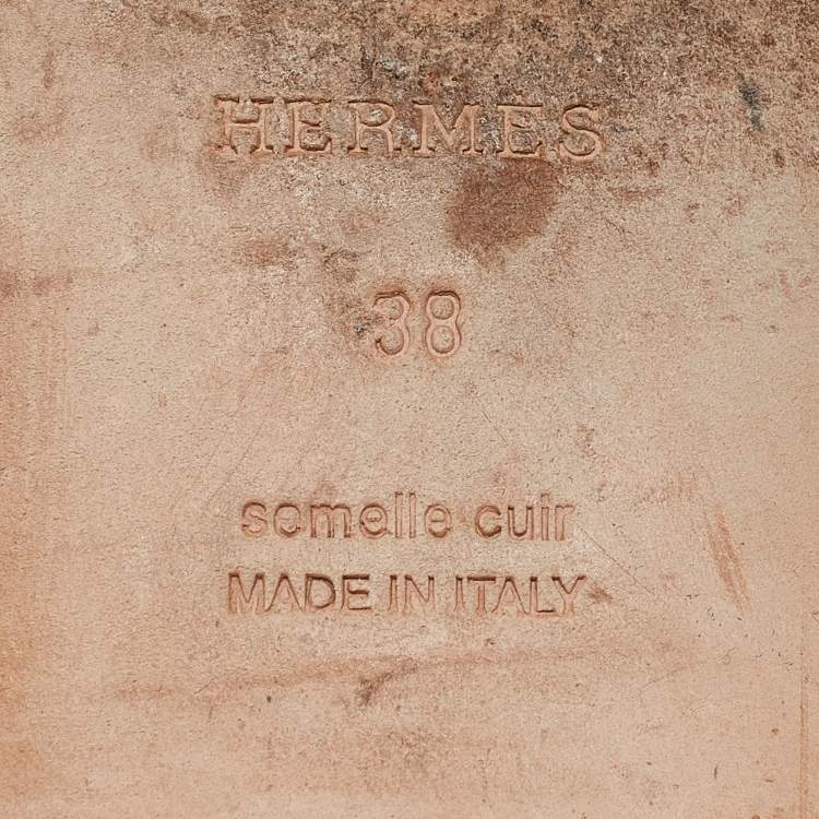 Pre Owned Hermes Yellow Patent Oran Flat Slides Size 38 