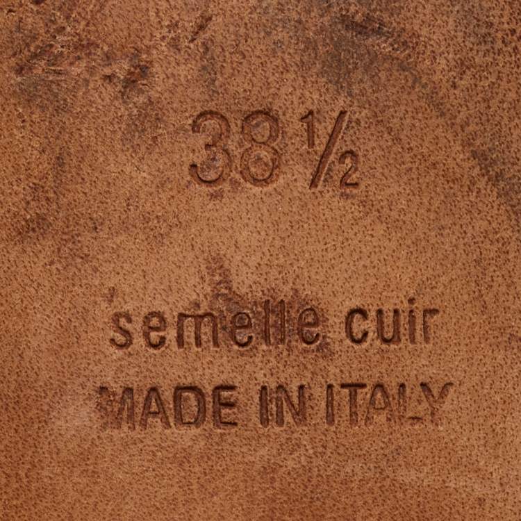 Pre Owned Hermes Brown Leather Oasis Slide Sandals Size 38.5