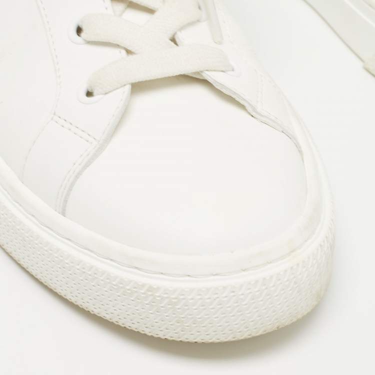 Pre Owned Hermes White Leather Daydream High Top Sneakers Size 39