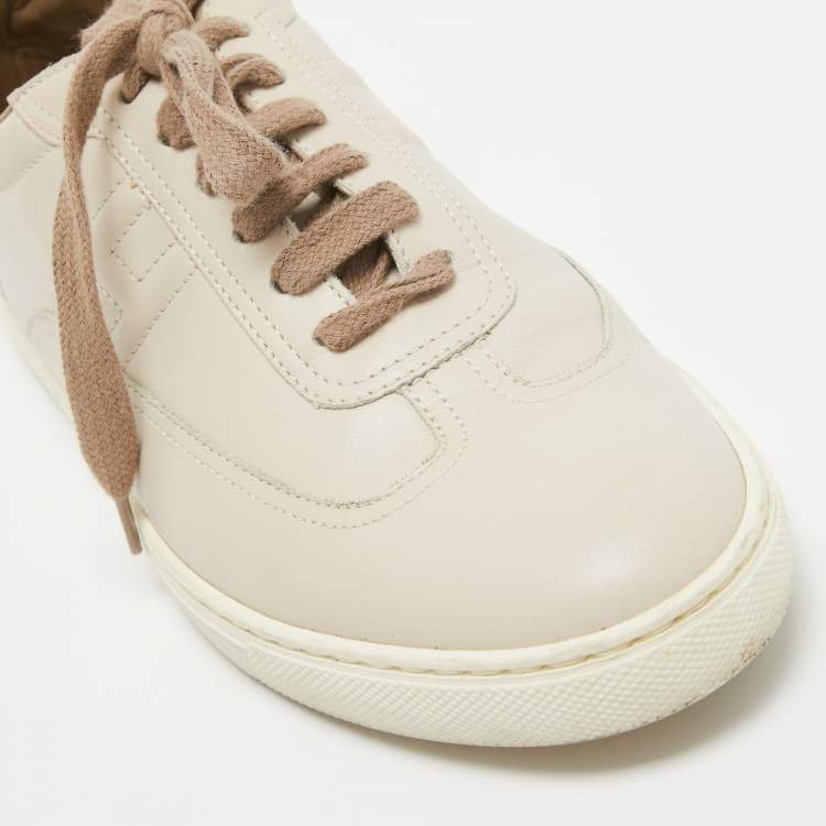 Pre Owned Hermes Two Tone Leather Trail Lace Up  Sneakers Size 38