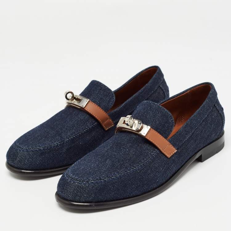 Pre Owned Hermès Blue Denim Destin Loafers Size 36.5