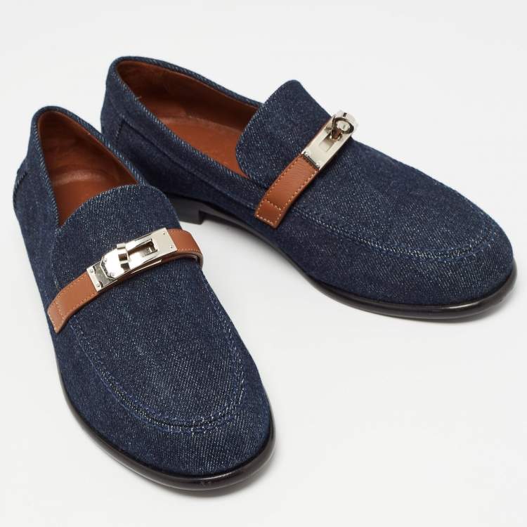 Pre Owned Hermès Blue Denim Destin Loafers Size 36.5
