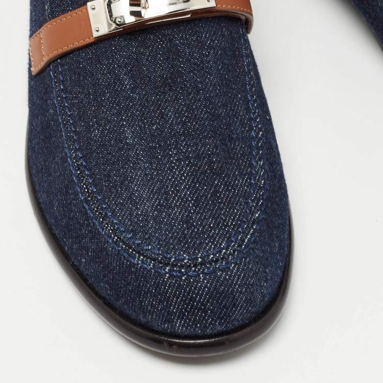 Pre Owned Hermès Blue Denim Destin Loafers Size 36.5