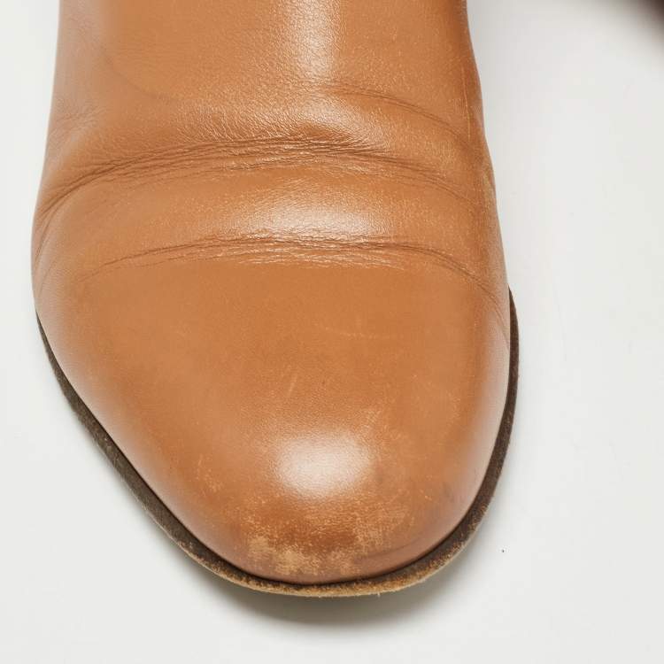 Pre Owned Hermes Brown Leather Neo Ankle Boots Size 39