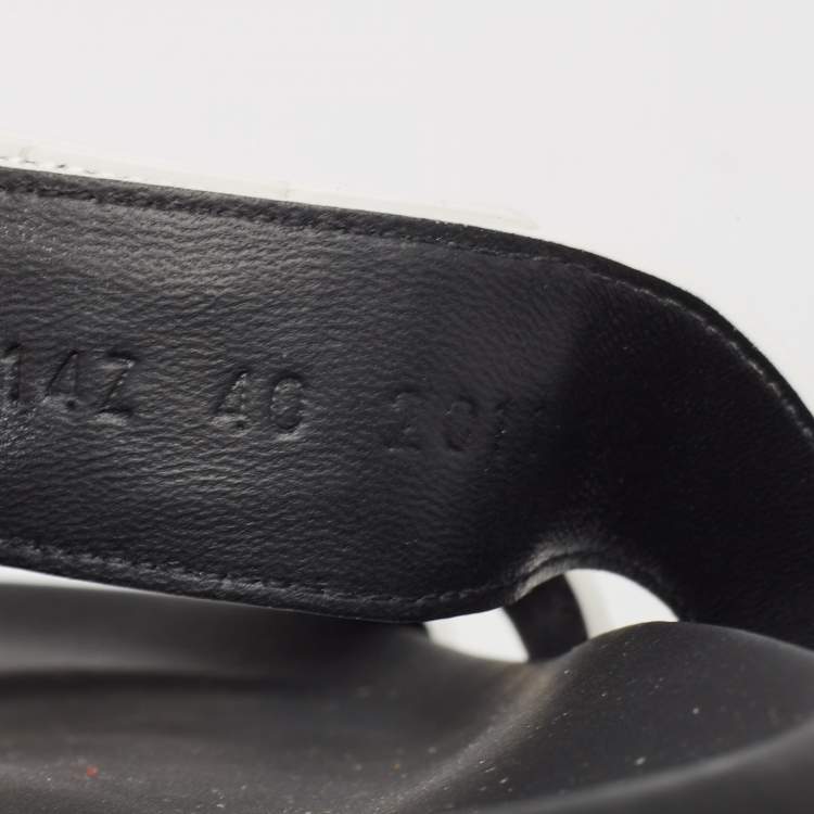 Pre Owned Hermes White/Brown  Crocodile Chypre Himalaya Slides Size 40