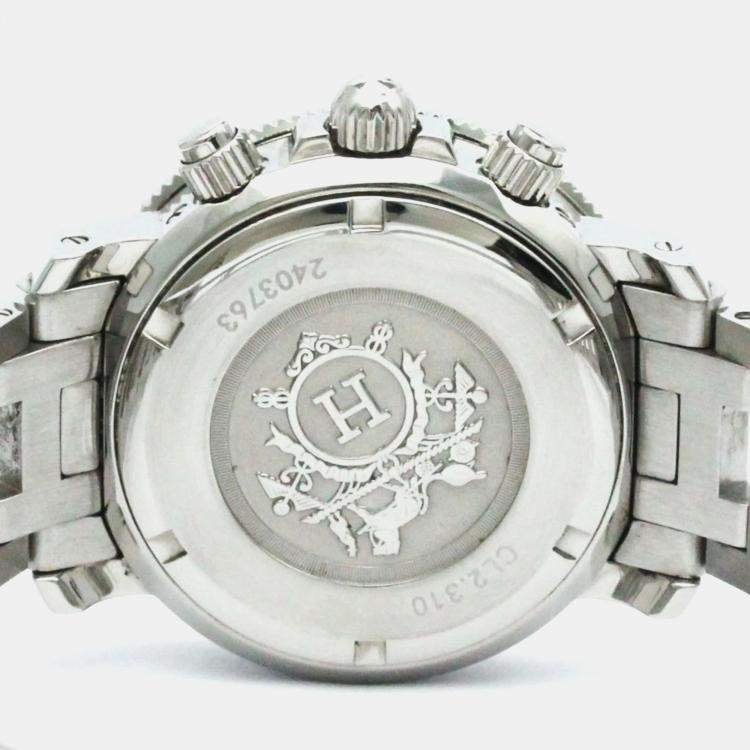 Pre Owned Hermes Blue Shell Stainless Steel Clipper Quartz Women's Wristwatch 33 mm