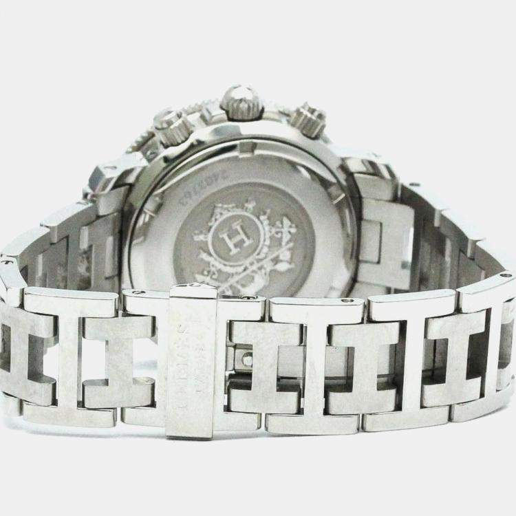 Pre Owned Hermes Blue Shell Stainless Steel Clipper Quartz Women's Wristwatch 33 mm