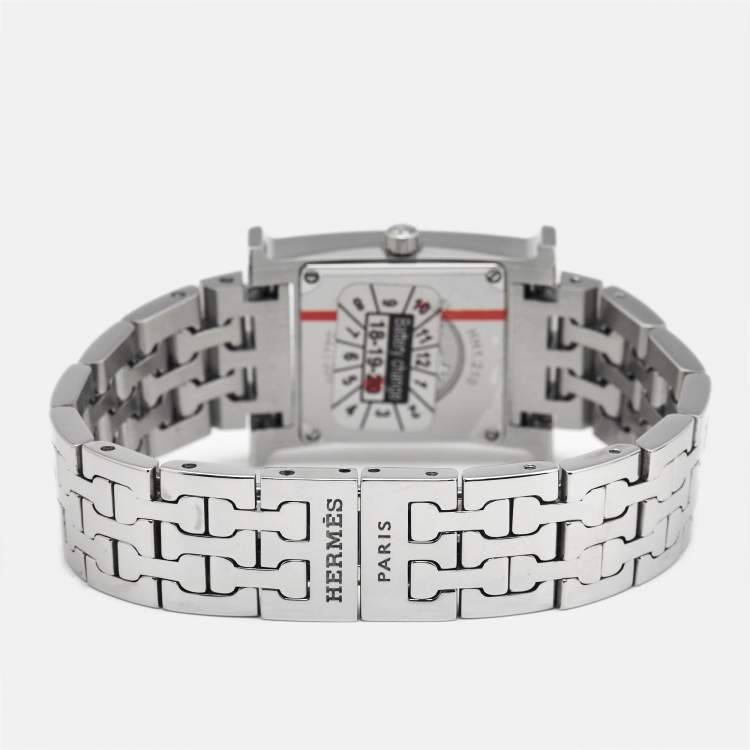 Pre Owned Hermes White Stainless Steel Heure H HH1.210 Women's Wristwatch 21 mm