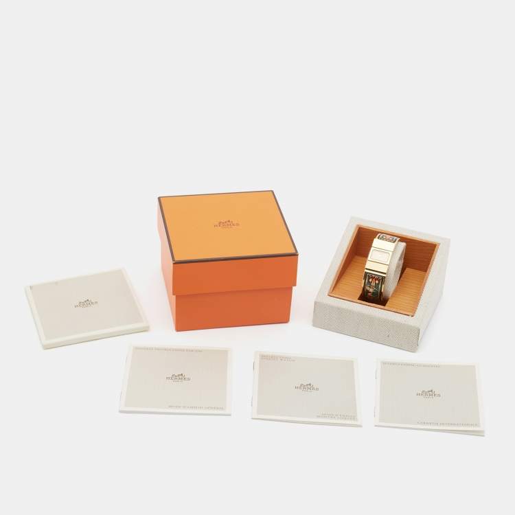 Pre Owned Hermes Champagne Gold Plated Stainless Steel Loquet L01.201 Women's Wristwatch 19 mm