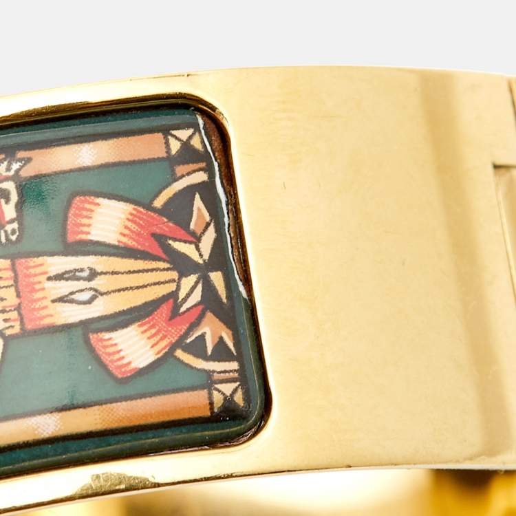 Pre Owned Hermes Champagne Gold Plated Stainless Steel Loquet L01.201 Women's Wristwatch 19 mm