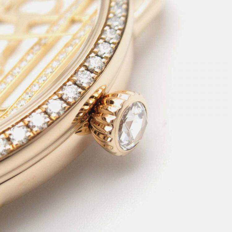 Pre Owned Hermes Arceau AR12.671 Quartz White 18k Rose Gold Women's Wristwatch 34 mm
