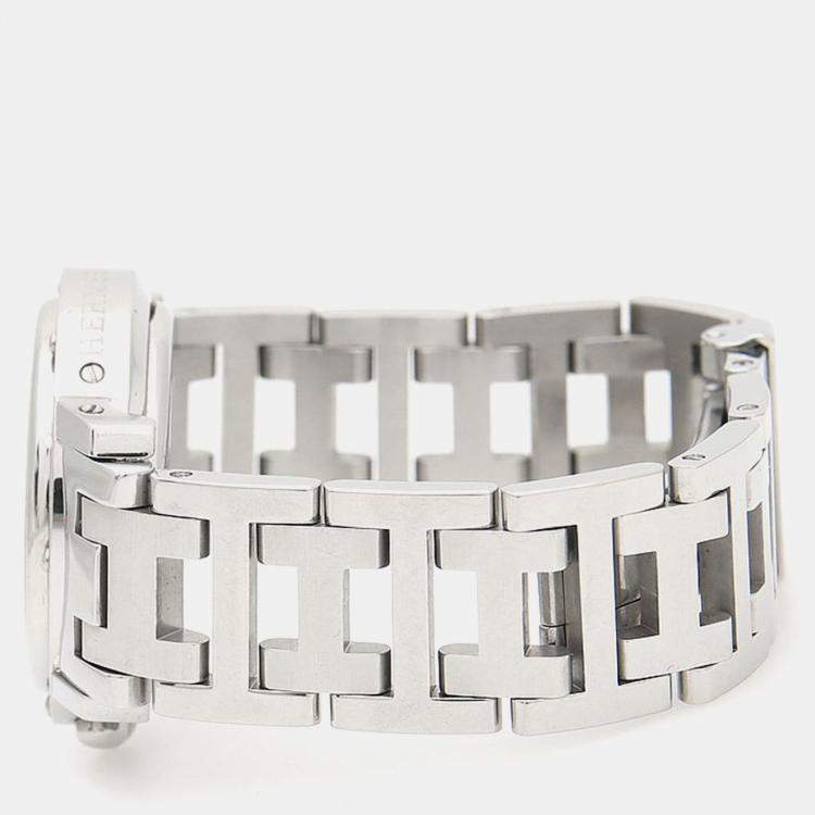 Pre Owned Hermes Clipper CL1.310 Quartz White Stainless Steel Women's Wristwatch 31 mm