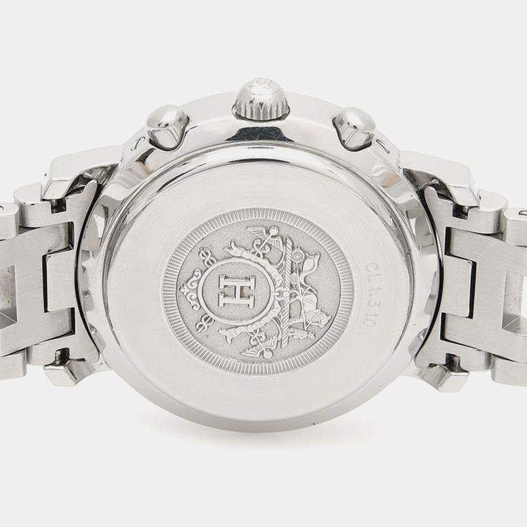 Pre Owned Hermes Clipper CL1.310 Quartz White Stainless Steel Women's Wristwatch 31 mm