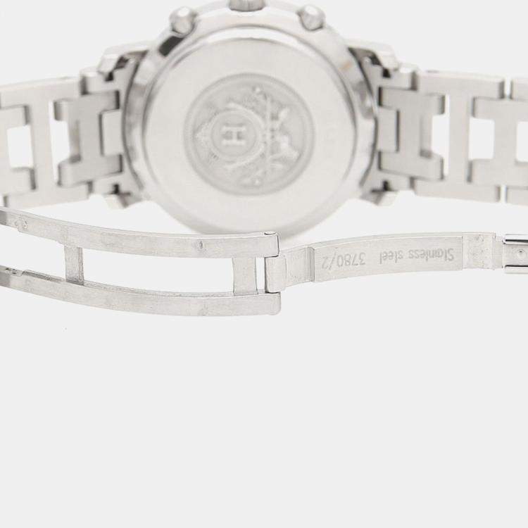 Pre Owned Hermes Clipper CL1.310 Quartz White Stainless Steel Women's Wristwatch 31 mm
