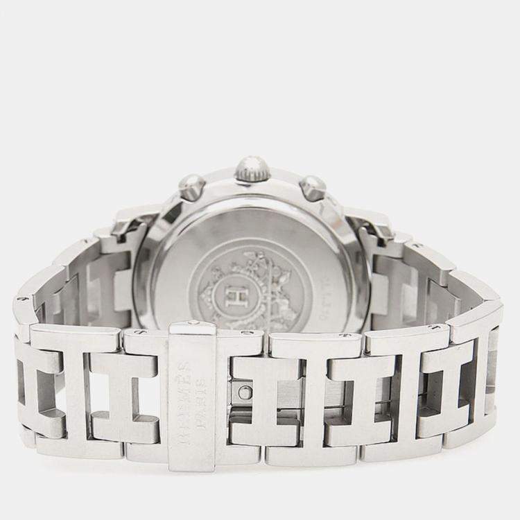 Pre Owned Hermes Clipper CL1.310 Quartz White Stainless Steel Women's Wristwatch 31 mm