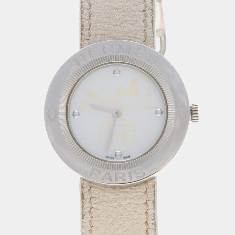 Pre Owned Hermes Passe Passe PP1.410 Quartz White Stainless Steel Women's Wristwatch 30 mm