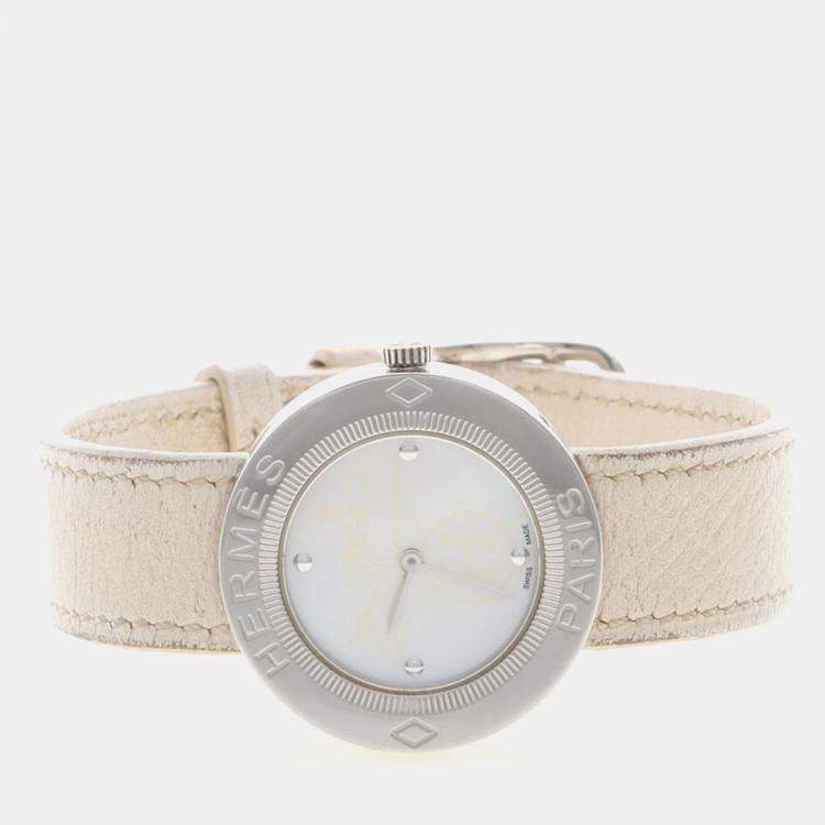 Pre Owned Hermes Passe Passe PP1.410 Quartz White Stainless Steel Women's Wristwatch 30 mm