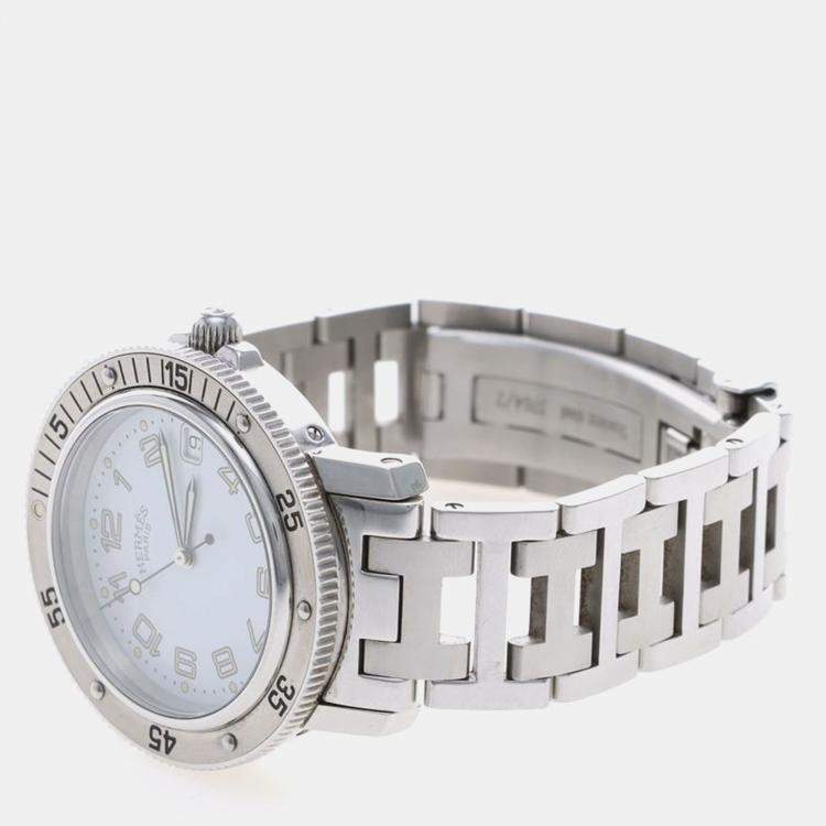 Pre Owned Hermes Clipper CL7.710 Quartz Stainless Steel Women's Wristwatch 38 mm