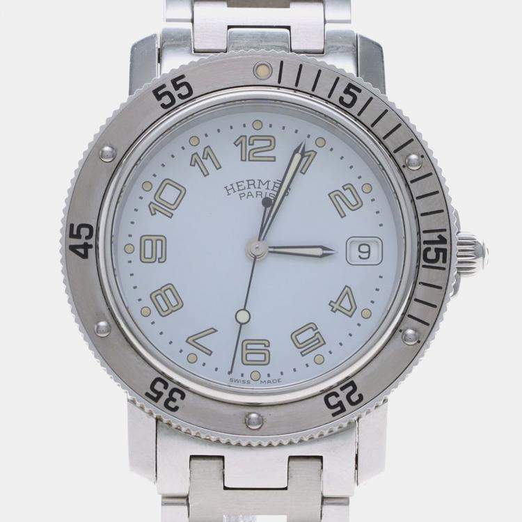 Pre Owned Hermes Clipper CL7.710 Quartz Stainless Steel Women's Wristwatch 38 mm