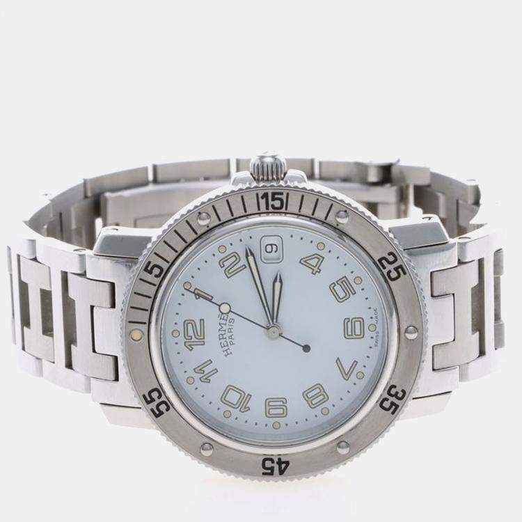 Pre Owned Hermes Clipper CL7.710 Quartz Stainless Steel Women's Wristwatch 38 mm
