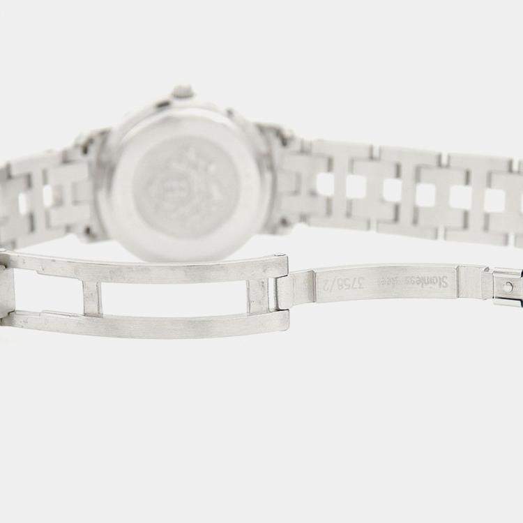 Pre Owned Hermes Clipper CL4.210 Quartz White Stainless Steel Women's Wristwatch 24 mm