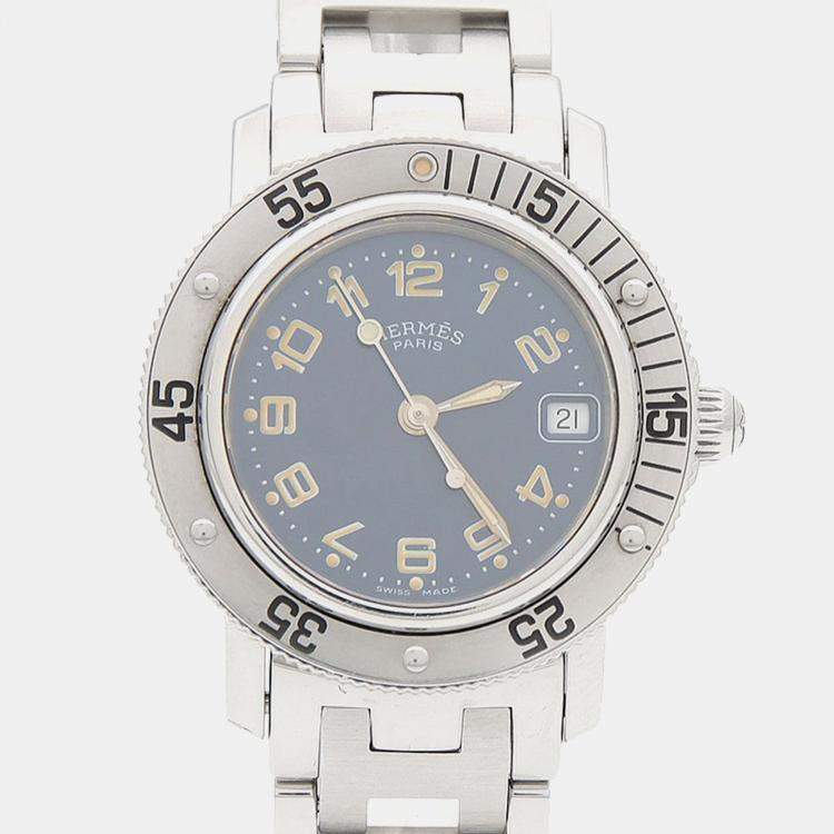 Pre Owned Hermes Clipper CL5.210 Quartz Stainless Steel Women's Wristwatch 28 mm