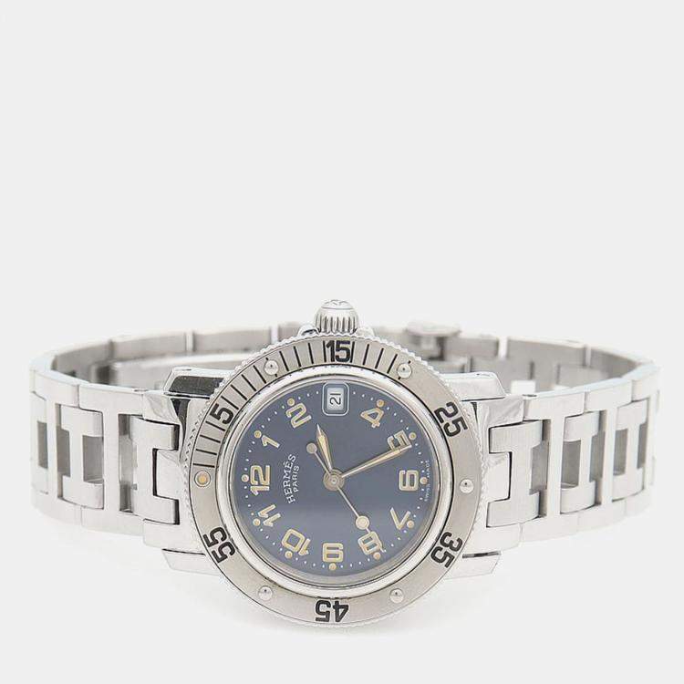 Pre Owned Hermes Clipper CL5.210 Quartz Stainless Steel Women's Wristwatch 28 mm