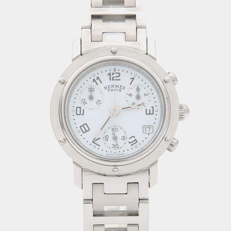 Pre Owned Hermes Clipper CL1.310 Quartz Stainless Steel Women's Wristwatch 31 mm