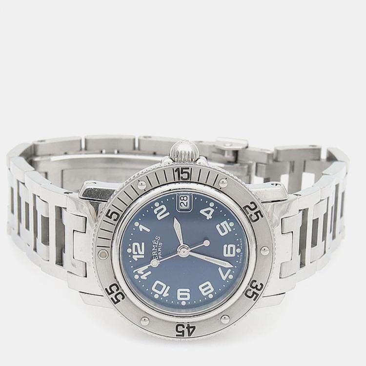 Pre Owned Hermes Clipper CL5.210 Quartz Stainless Steel Women's Wristwatch 28 mm