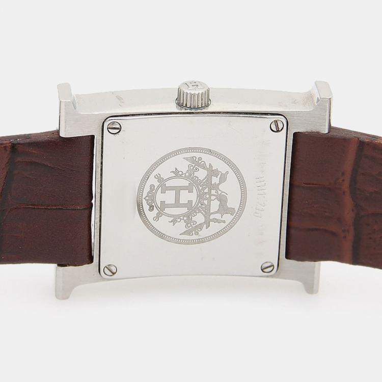 Pre Owned Hermes H Hour HH1.210 Quartz Stainless Steel Women's Wristwatch 21 mm