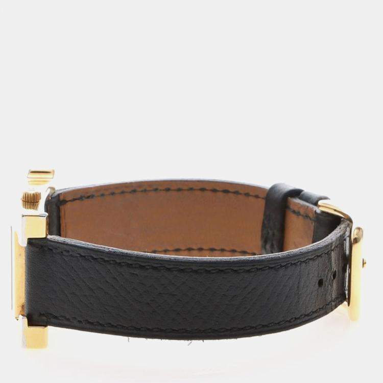 Pre Owned Hermes Heure H HH1.201 Quartz Yellow Gold Plated Stainless Steel Women's Wristwatch 21.5 mm