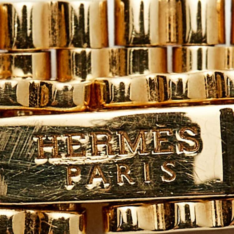 Pre Owned Hermes Faubourg Joailliere FG3.186 Diamond Pave Dial 18K Yellow Gold Women's Wristwatch 16.20 mm