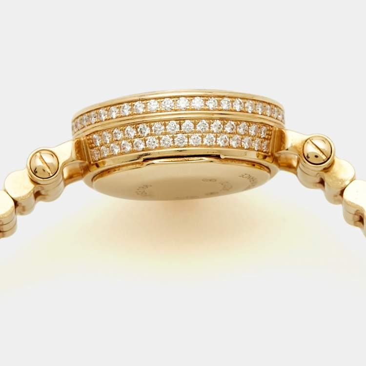 Pre Owned Hermes Faubourg Joailliere FG3.186 Diamond Pave Dial 18K Yellow Gold Women's Wristwatch 16.20 mm