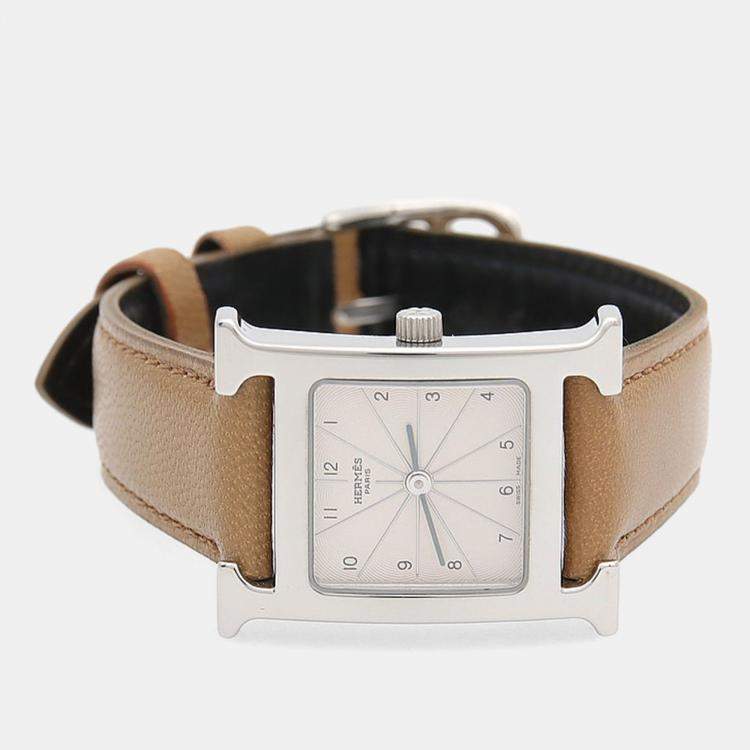 مملوكة مسبقًا Hermes Heure H HH1.210 Quartz Stainless Steel Womens Wristwatch 21 mm