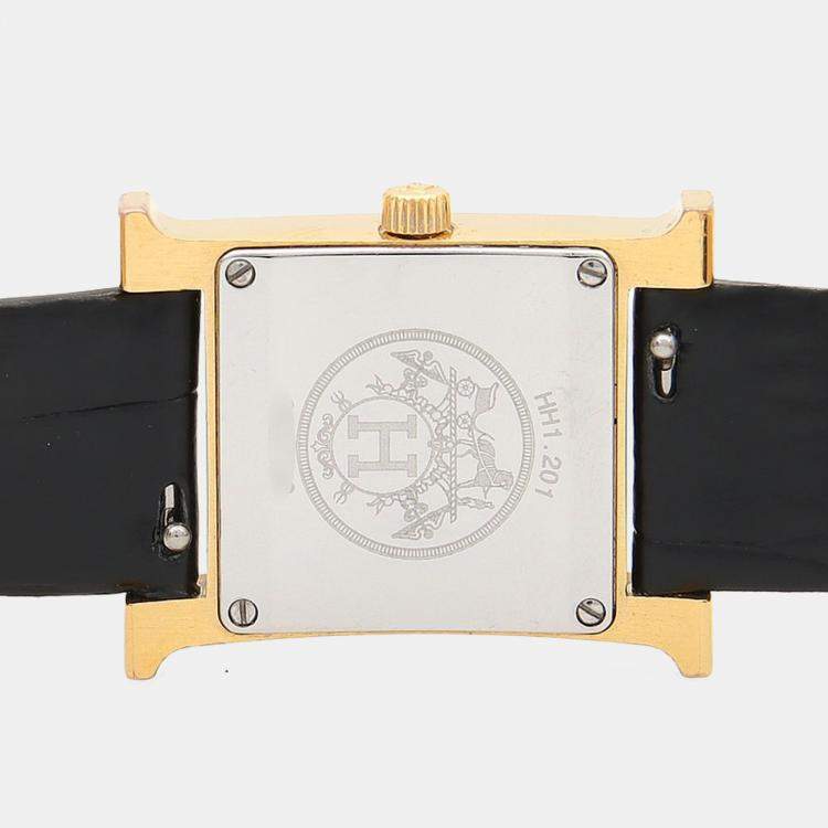Pre Owned Hermes Heure H HH1.201 Quartz Gold Plated Stainless Steel Womens Wristwatch 21 mm