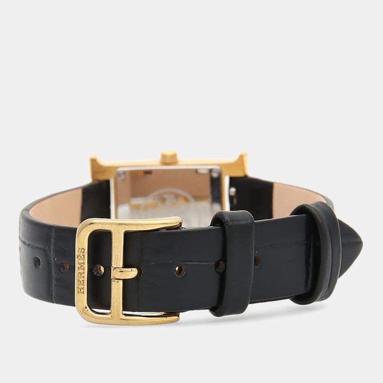 Pre Owned Hermes Heure H HH1.201 Quartz Gold Plated Stainless Steel Womens Wristwatch 21 mm