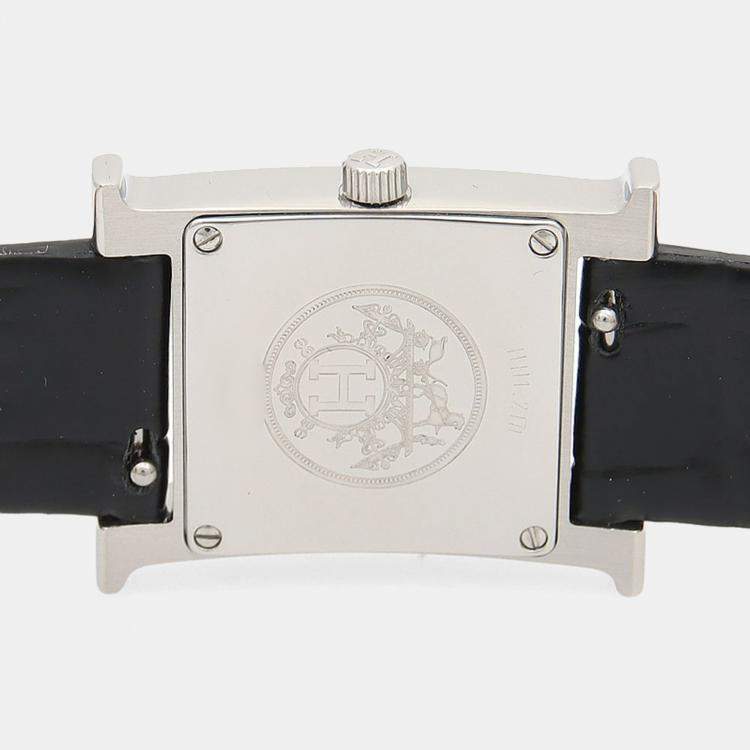 Pre Owned Hermes Heure H HH1.210 Quartz Mother of Pearl Stainless Steel Womens Wristwatch 21 mm