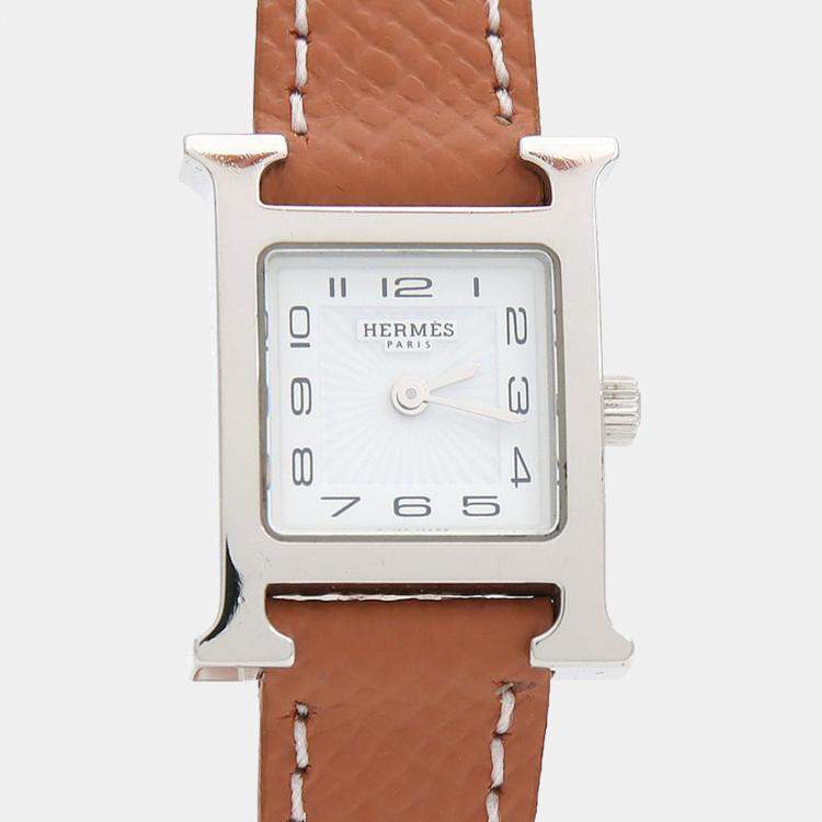 Pre Owned Hermes Heure H HH1.110 Quartz Stainless Steel Womens Wristwatch 17.5 mm