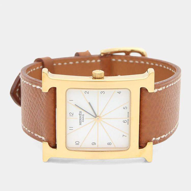 Pre Owned Hermes Heure H HH1.501 Quartz Gold Plated Stainless Steel Men's Wristwatch 26 mm